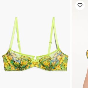 Savage X Fenty Floral Lace Underwire Bra - Neon Green and Panties Large SET